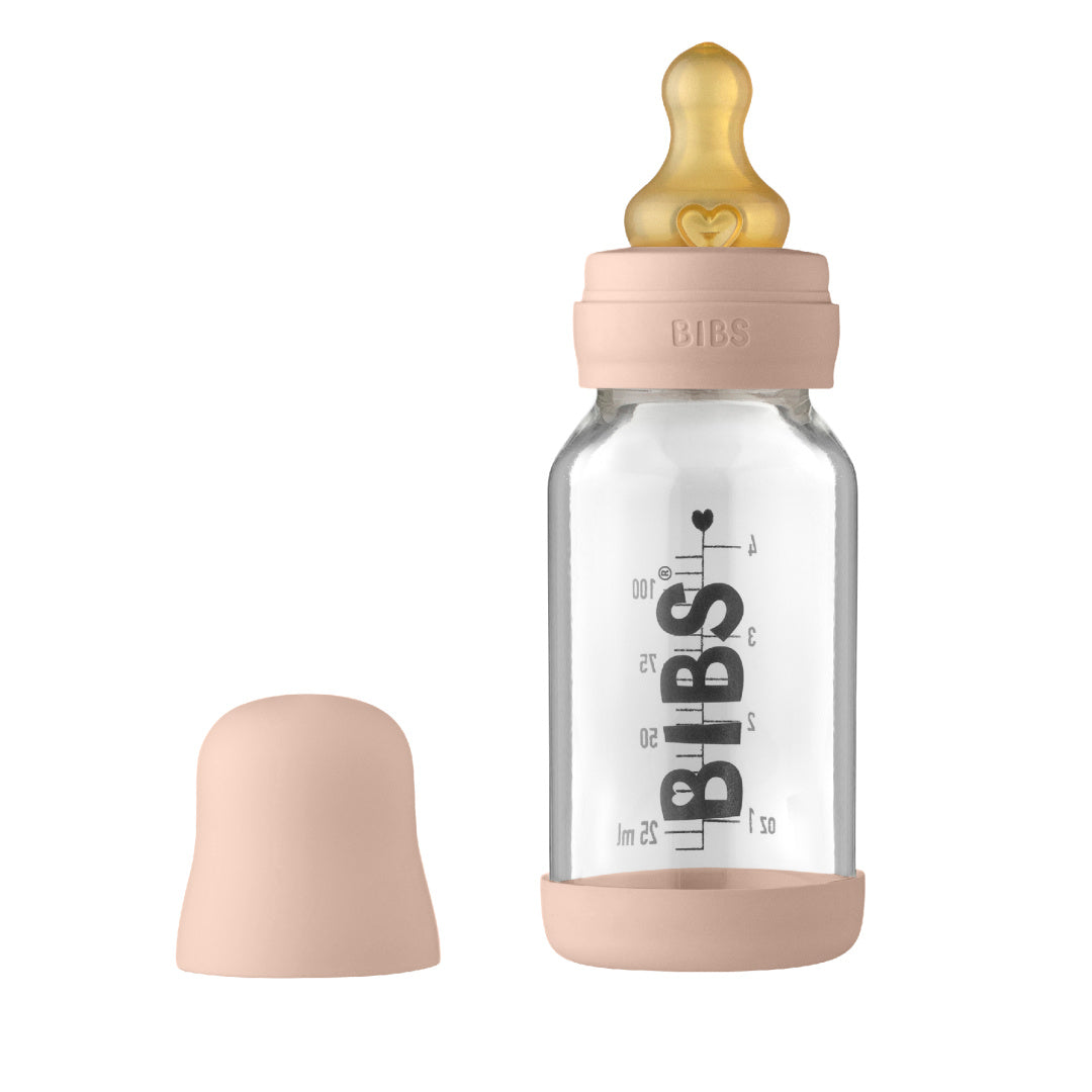 BIBS 110ML GLASS BOTTLE SET - BLUSH / LATEX