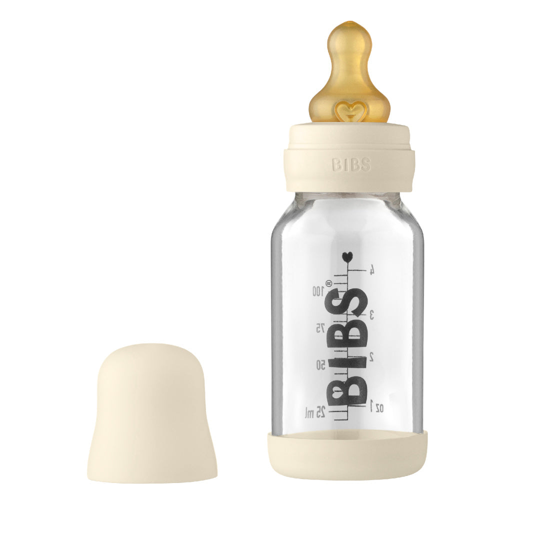 BIBS 110ML GLASS BOTTLE SET - IVORY / LATEX