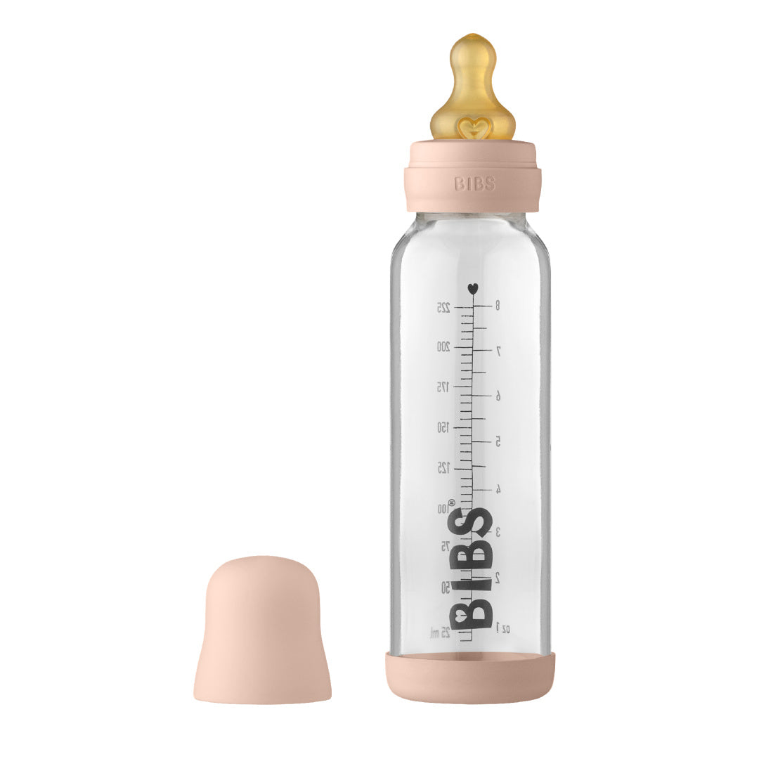 BIBS 225ML GLASS BOTTLE SET - BLUSH / LATEX