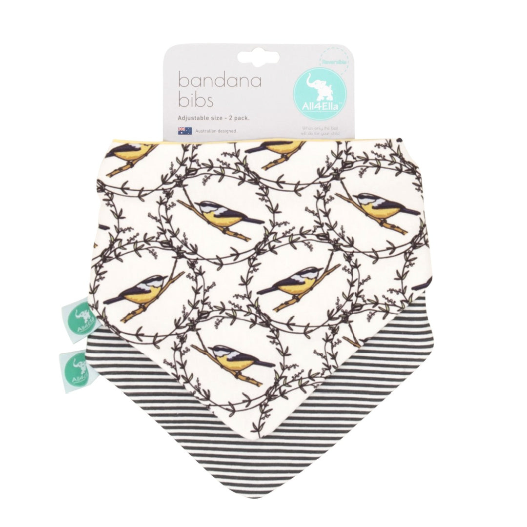 ALL 4 ELLA BANDANA BIBS 2PK - REVERSIBLE - BIRD
