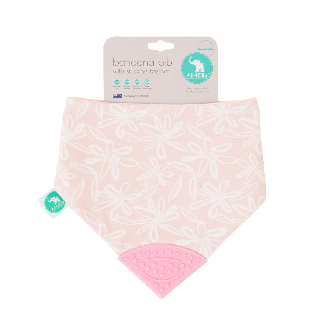 ALL 4 ELLA BANDANA BIB WITH SILICONE TEETHER - FLORAL