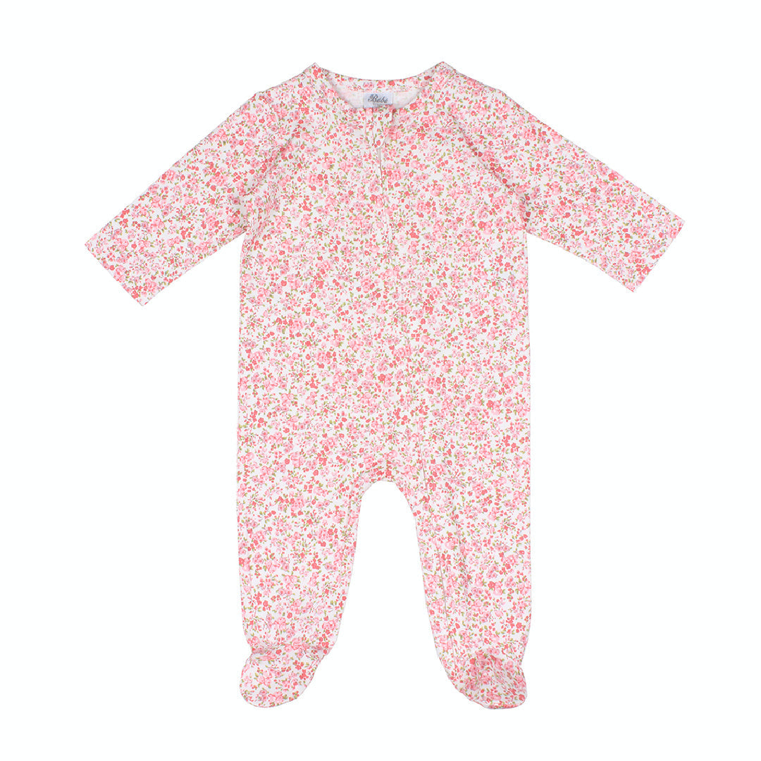 BEBE WHITE LABEL FLORAL ORGANIC LS ROMPER