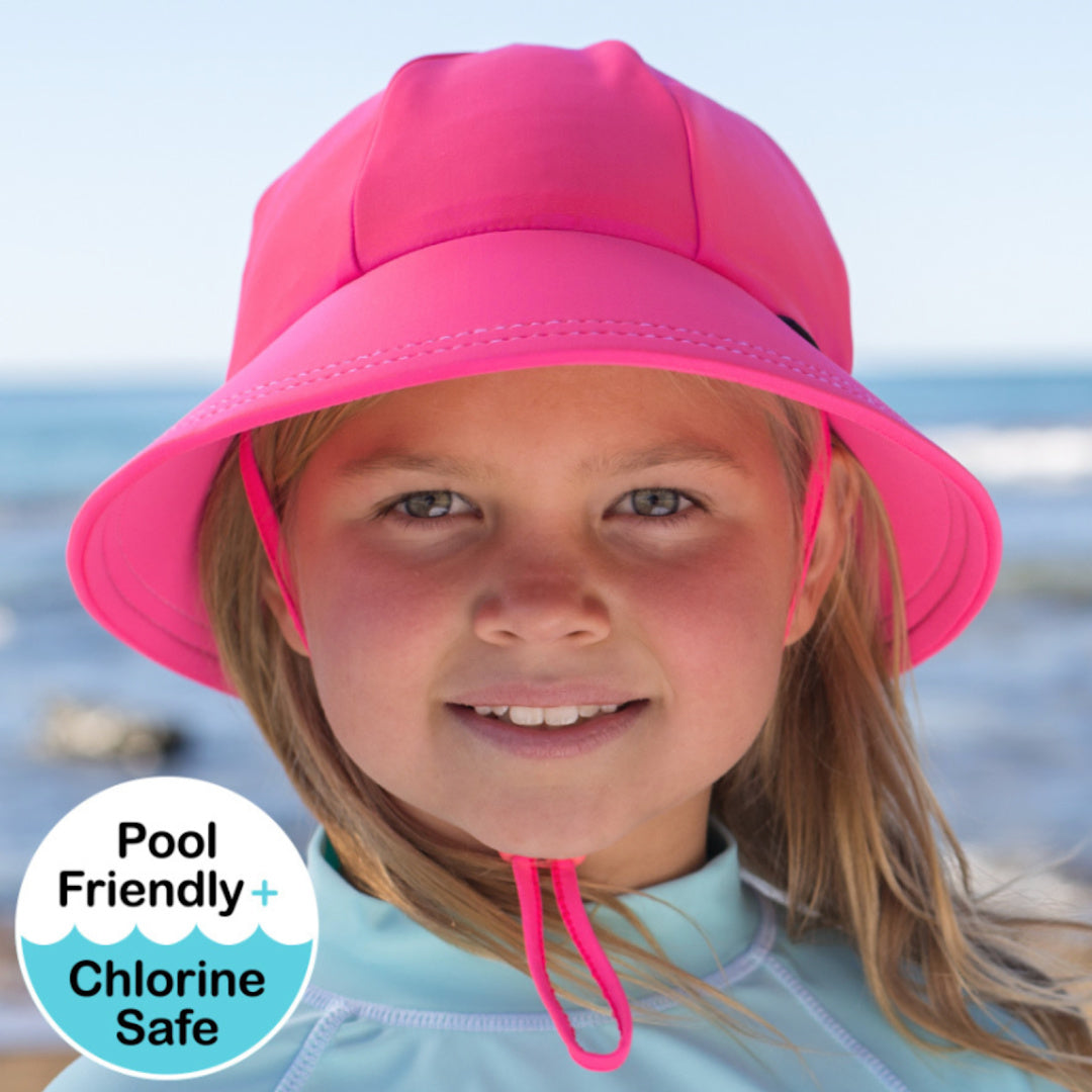 BEDHEAD KIDS UPF50+ SWIM PONYTAIL BUCKET HAT - CANDY