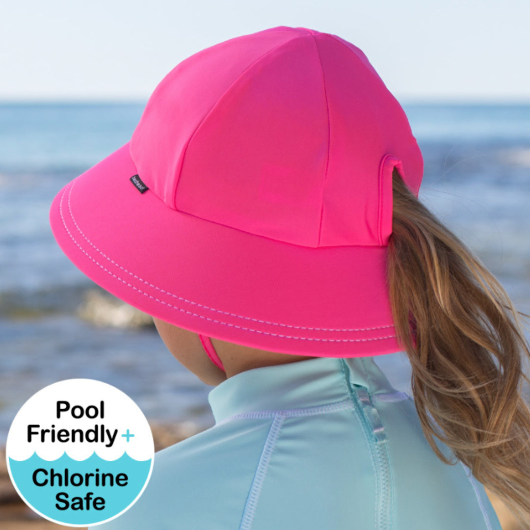 BEDHEAD KIDS UPF50+ SWIM PONYTAIL BUCKET HAT - CANDY