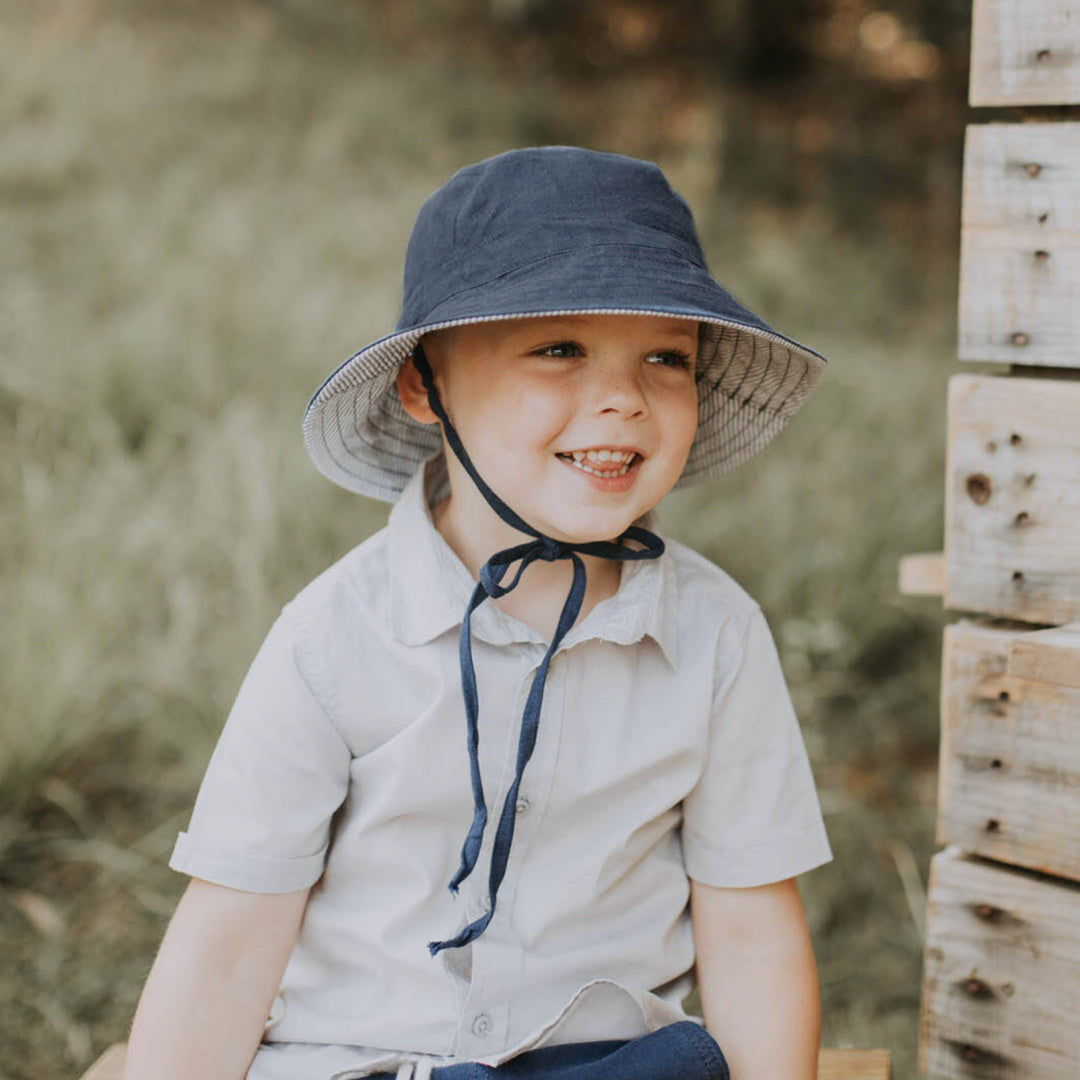 BEDHEAD HERITAGE 'EXPLORER' KIDS REVERSIBLE SUN HAT - CHARLIE / INDIGO