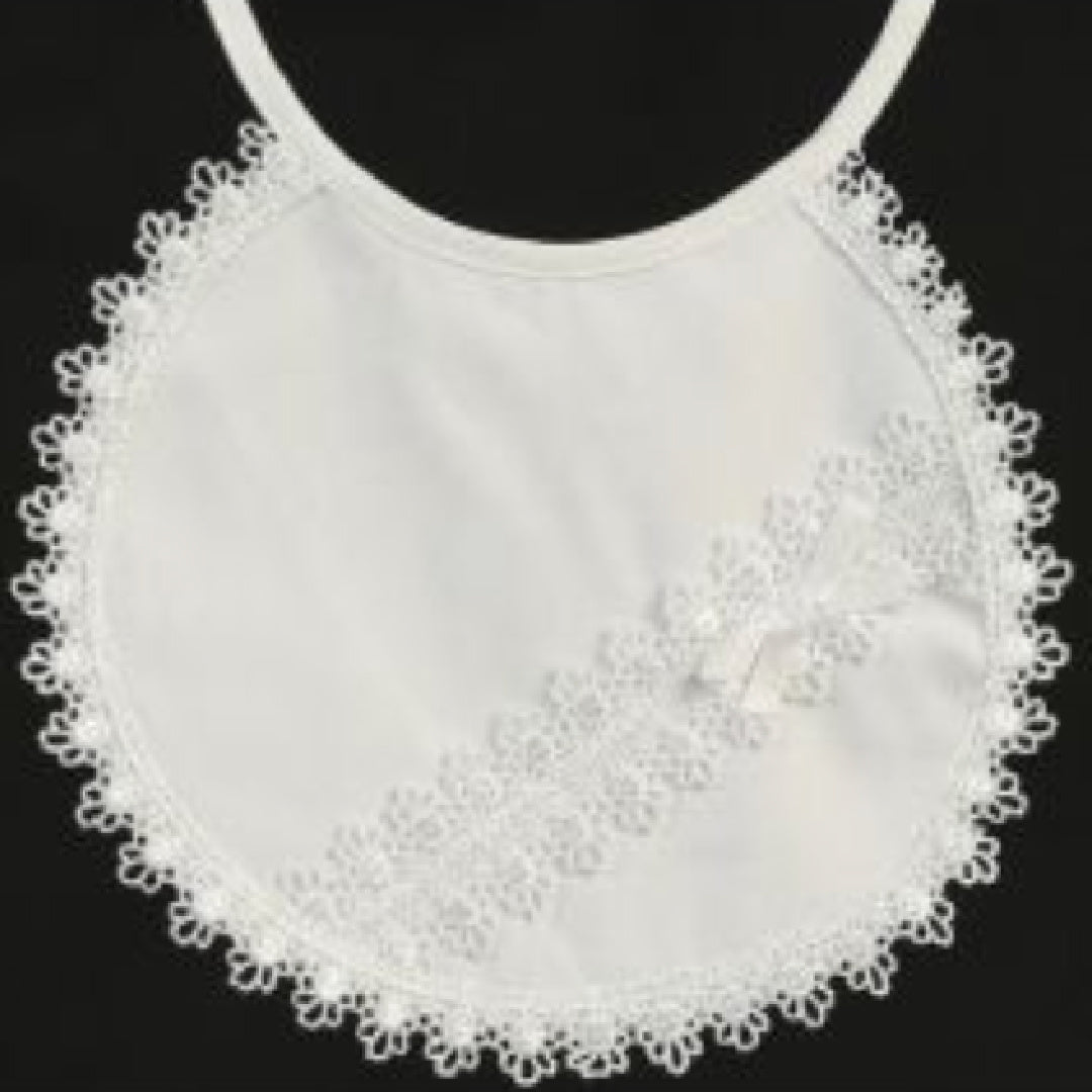 BABY GIRL CHRISTENING BIB WITH LACE - WHITE