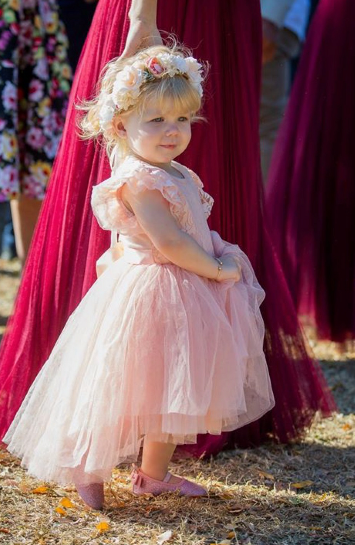 DESIGNER KIDZ LIBBY LACE TUTU DRESS - TEA ROSE