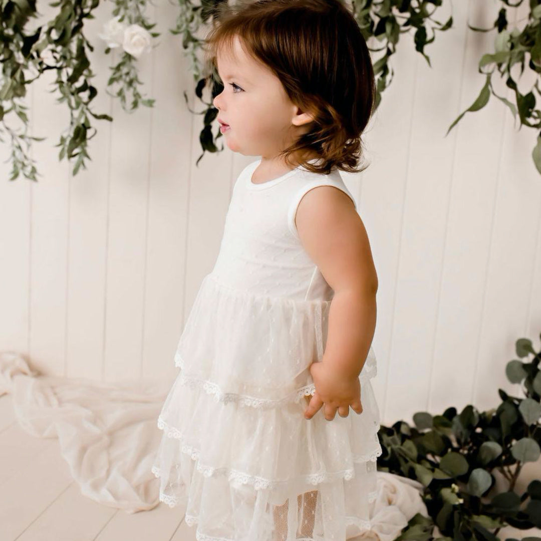 BEBE EMBROIDERED ORGANZA DRESS - Lollypop Lane Kidswear