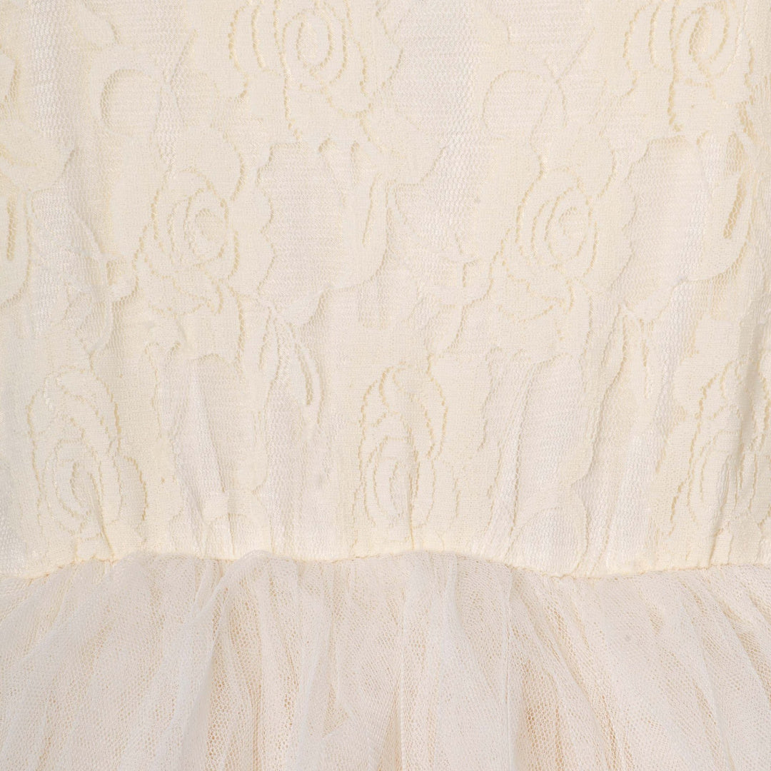 DESIGNER KIDZ SOPHIE L/S LACE BODICE TUTU DRESS - BEIGE