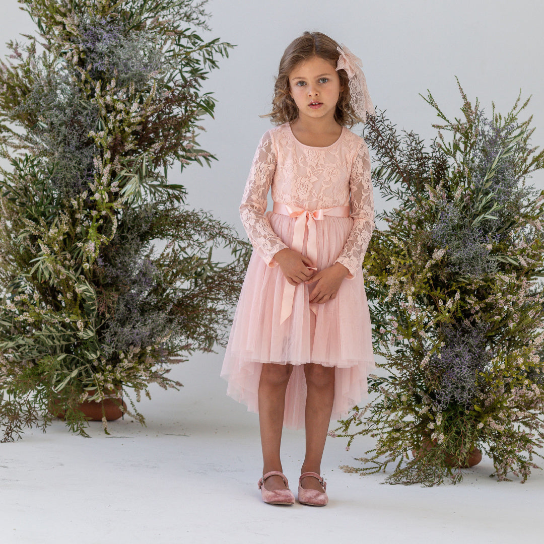 DESIGNER KIDZ CANDI LACE TUTU DRESS [TEA ROSE]