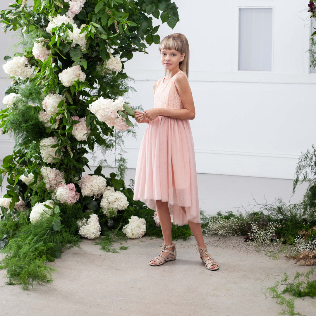 DESIGNER KIDZ DELILAH LACE DRESS - TEA ROSE