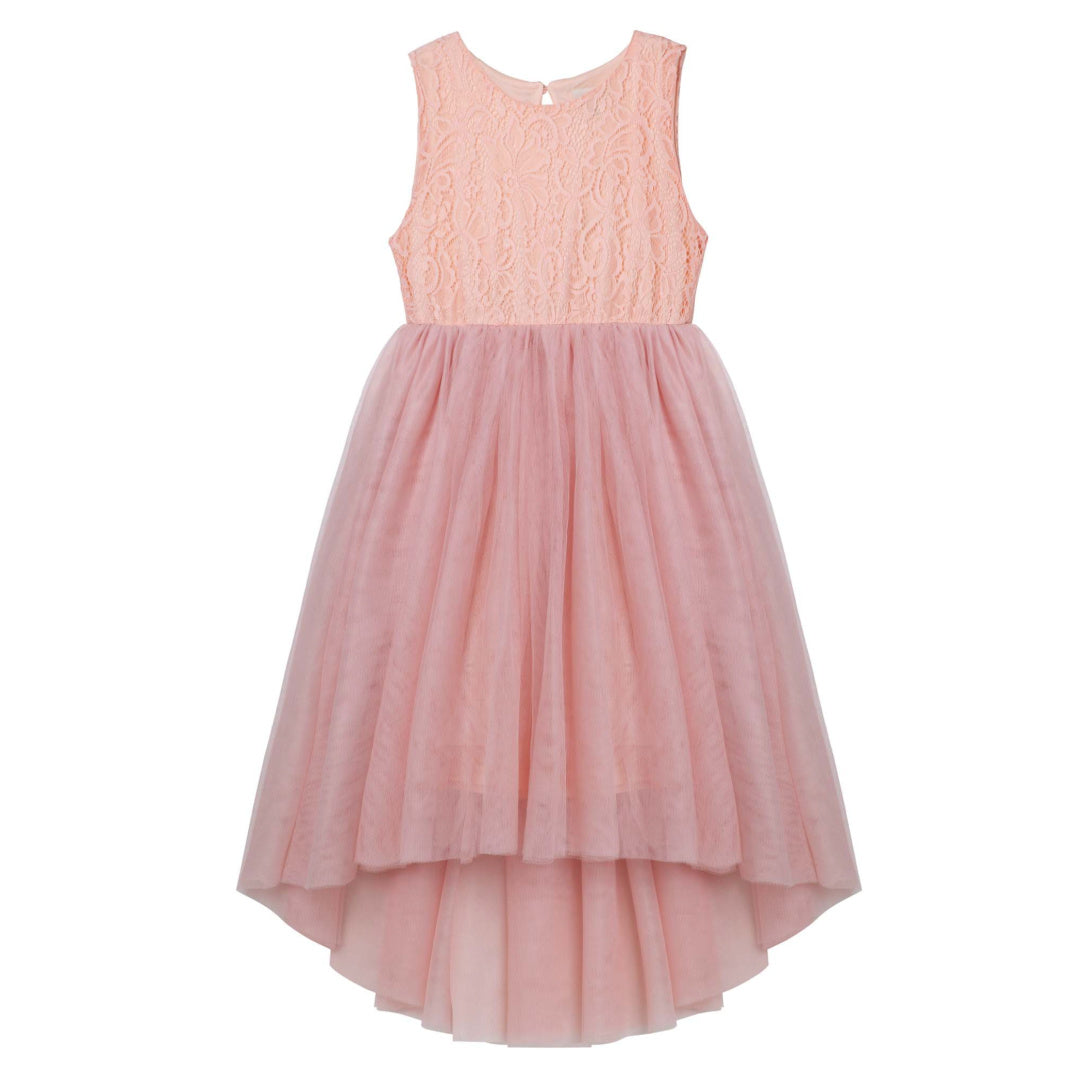 DESIGNER KIDZ DELILAH LACE DRESS - TEA ROSE