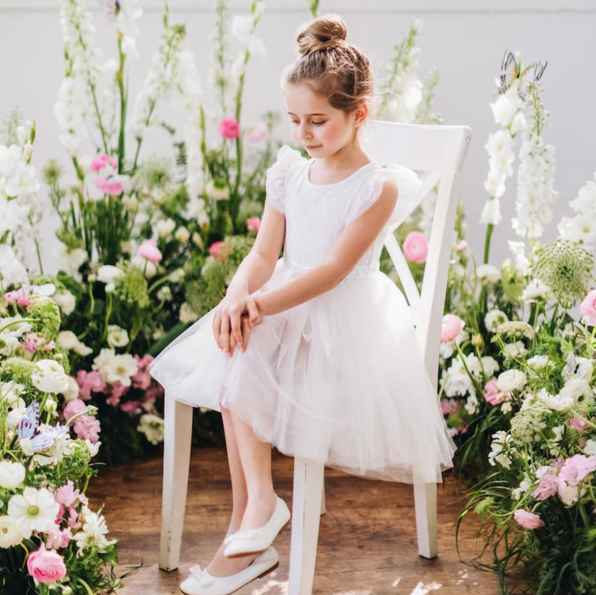 DESIGNER KIDZ LIBBY LACE TUTU DRESS - IVORY