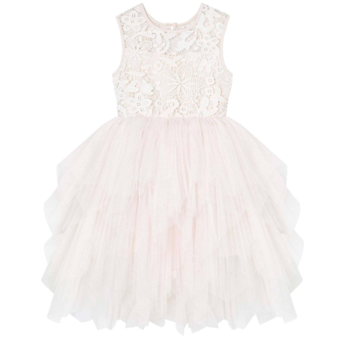 DESIGNER KIDZ TARA HEART BACK DRESS - BEIGE