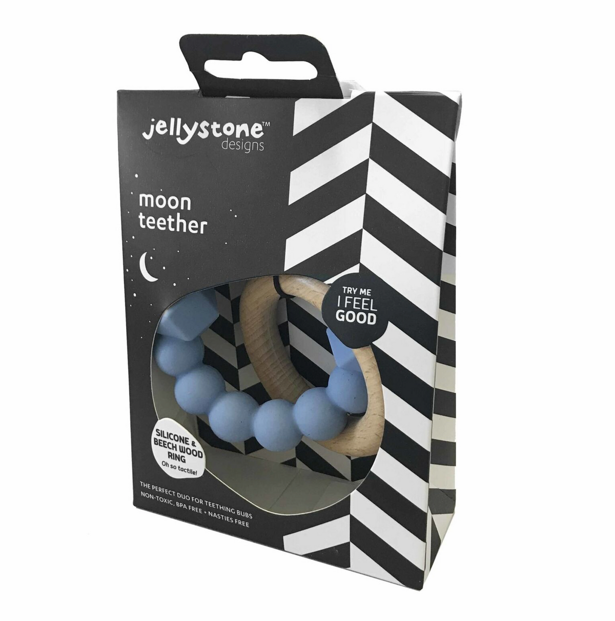 JELLYSTONE DESIGNS MOON TEETHER - SOFT BLUE