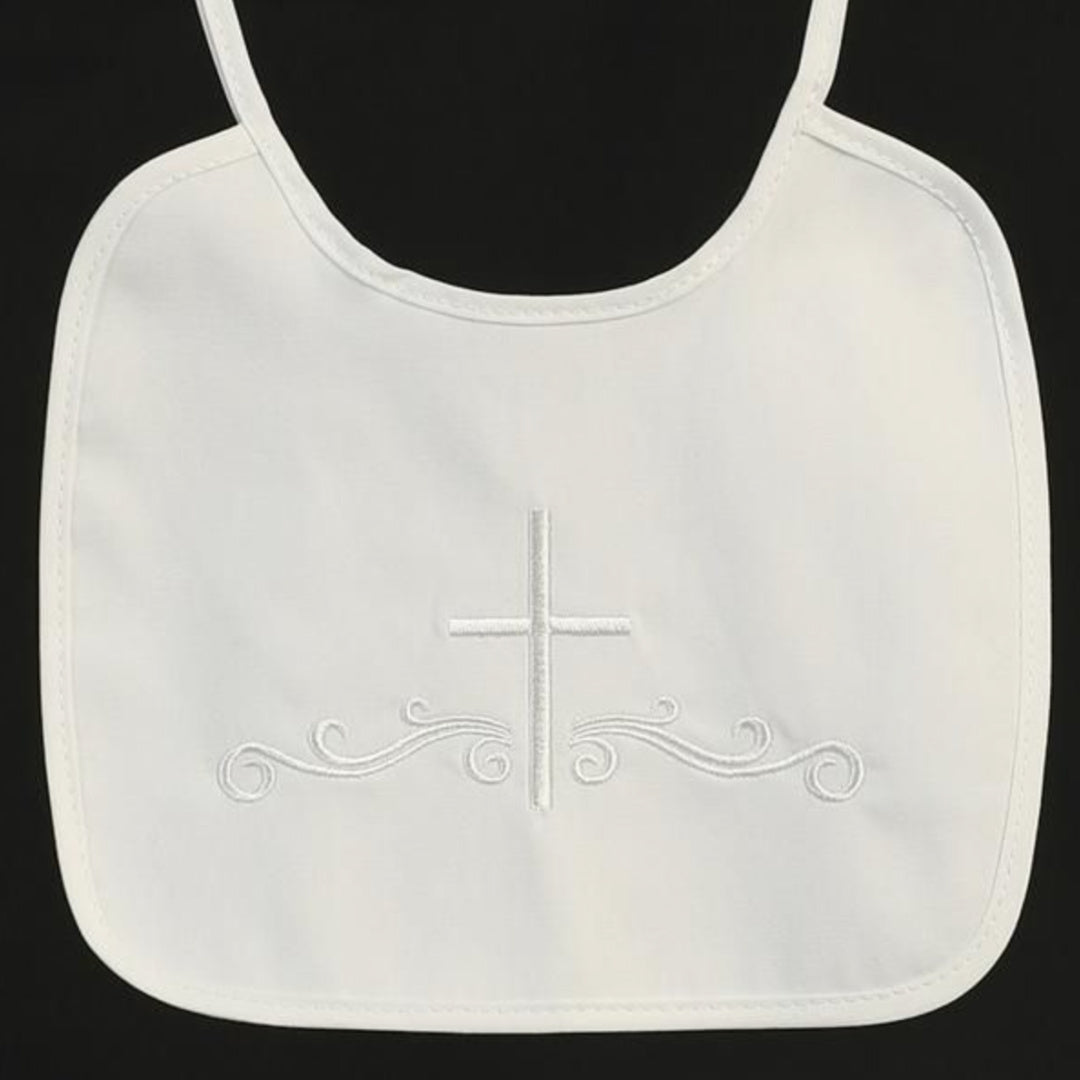 BABY CHRISTENING BIB (COTTON) - WHITE
