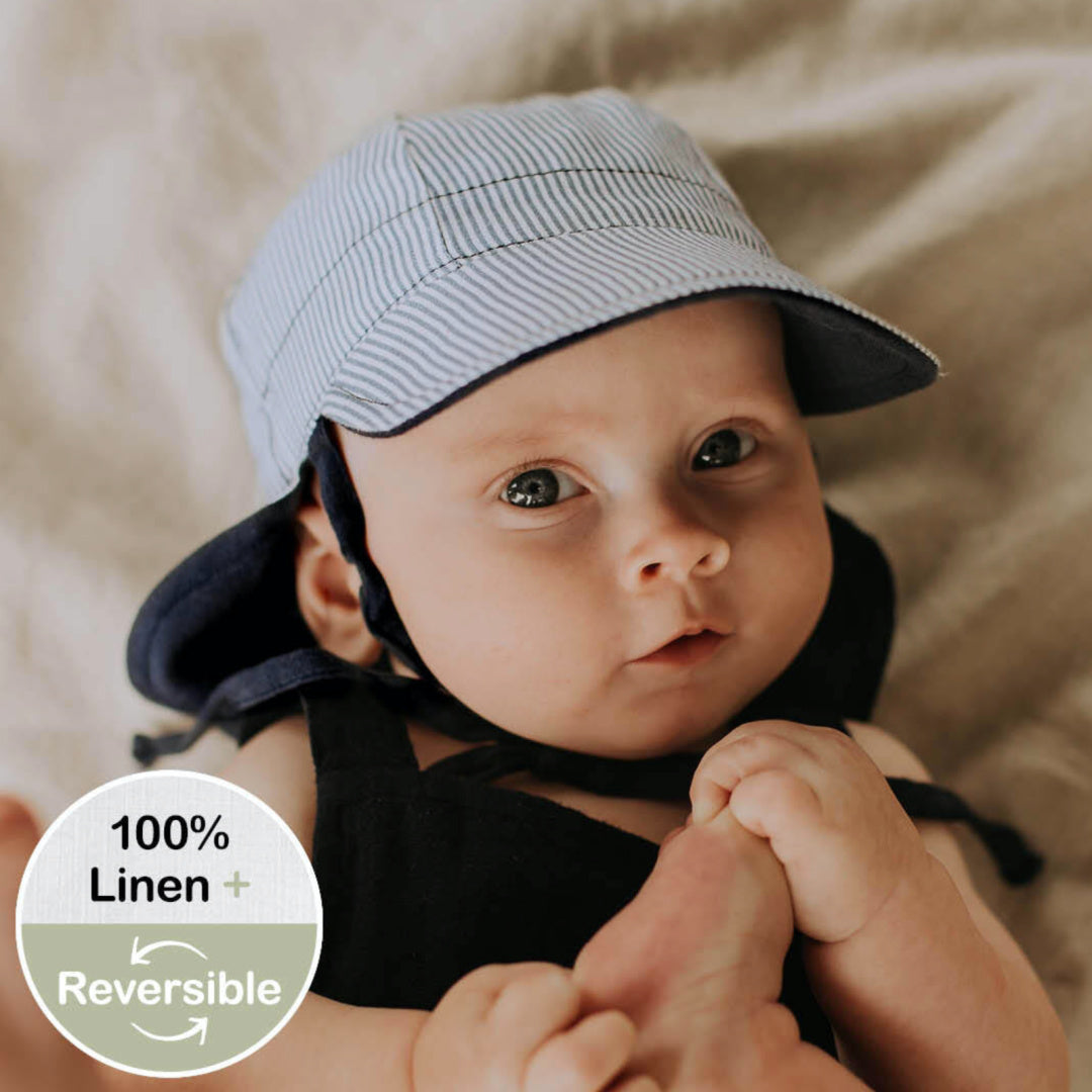 BEDHEAD HERITAGE 'LOUNGER' BABY REVERSIBLE FLAT SUN HAT CHARLIE