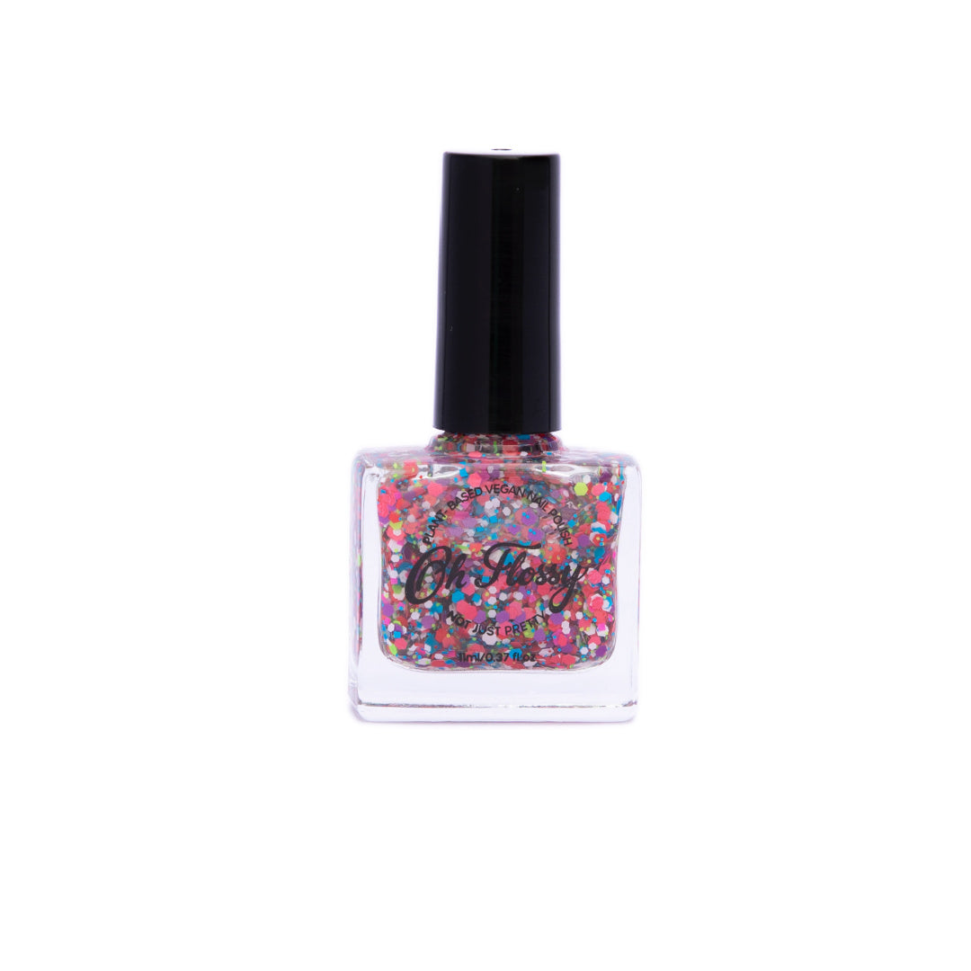 OH FLOSSY NAIL POLISH : COURAGEOUS (COLOURED CONFETTI GLITTER)