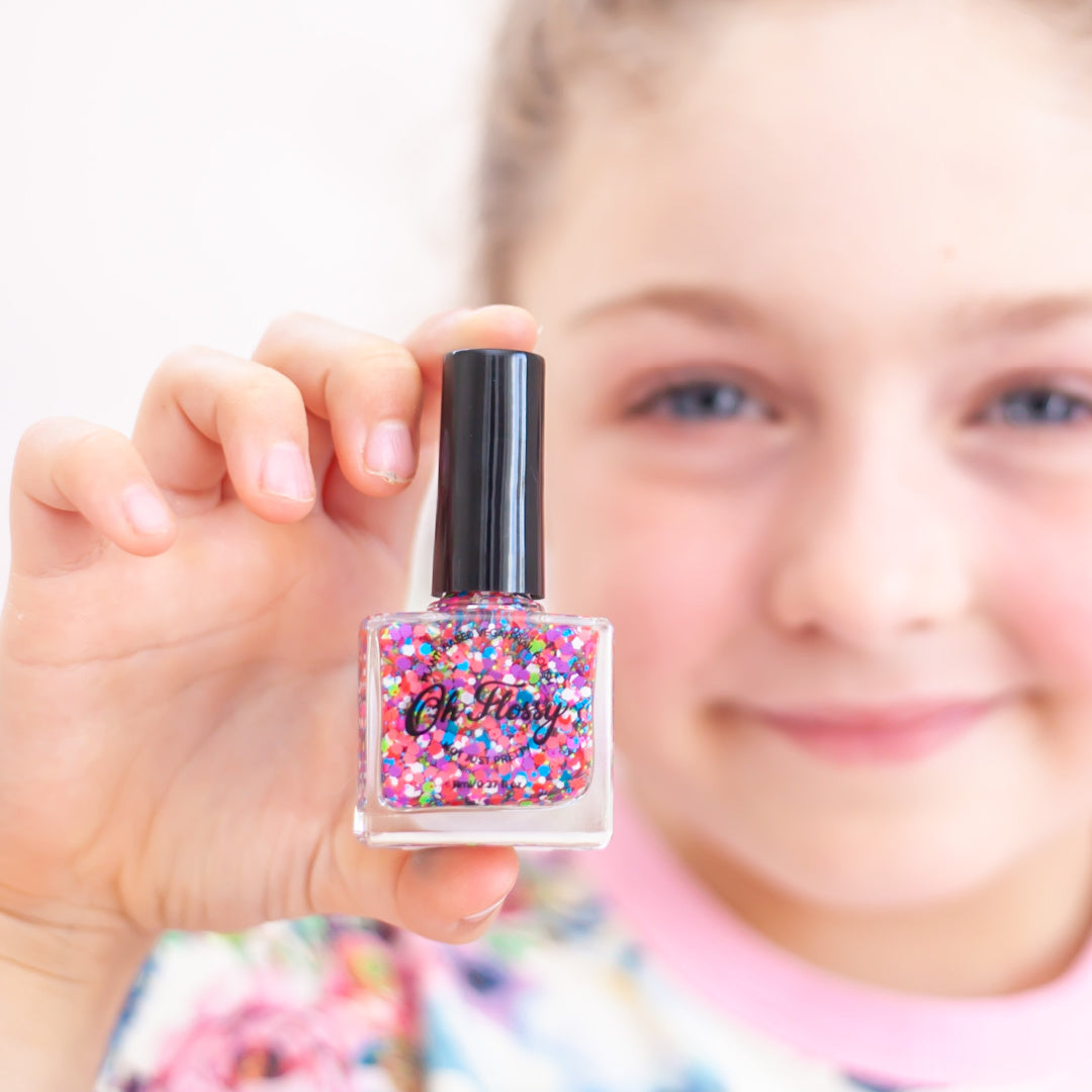 OH FLOSSY NAIL POLISH : COURAGEOUS (COLOURED CONFETTI GLITTER)