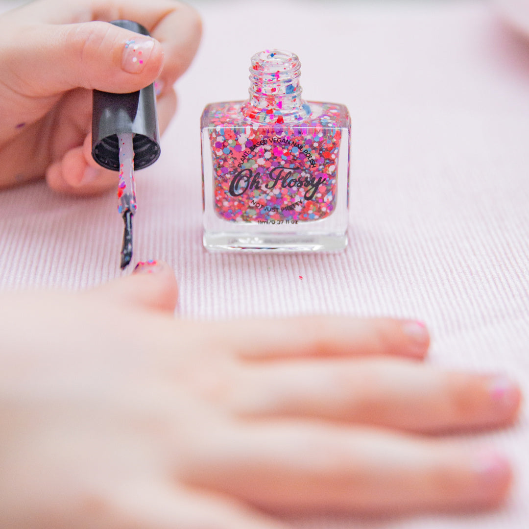 OH FLOSSY NAIL POLISH : COURAGEOUS (COLOURED CONFETTI GLITTER)