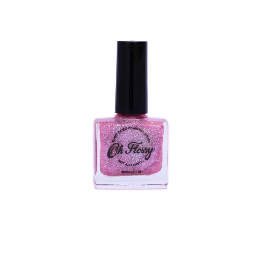 OH FLOSSY NAIL POLISH : JOYFUL (PINK GLITTER)