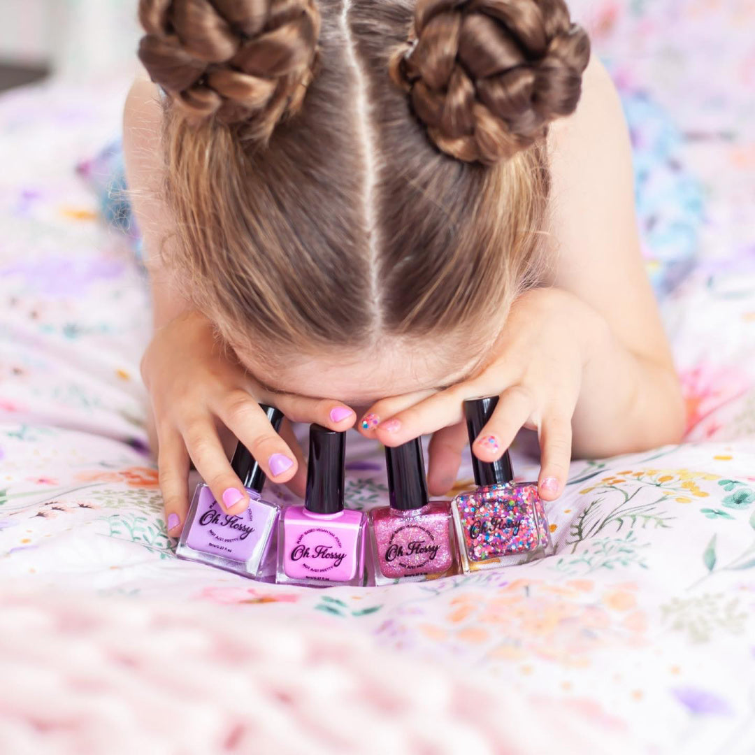 OH FLOSSY NAIL POLISH : JOYFUL (PINK GLITTER)