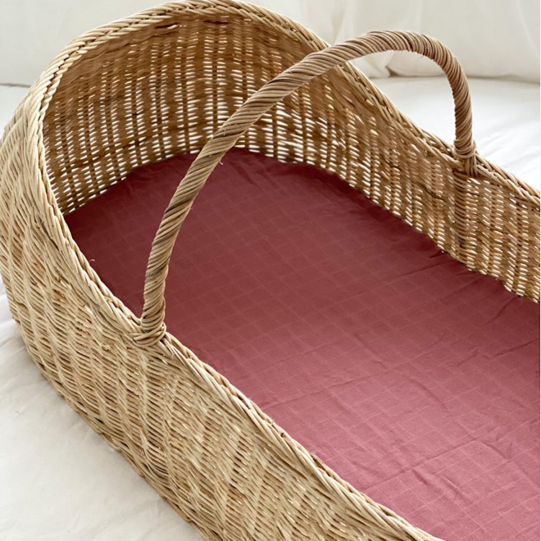 POP YA TOT MULBERRY MUSLIN FITTED BASSINET SHEET
