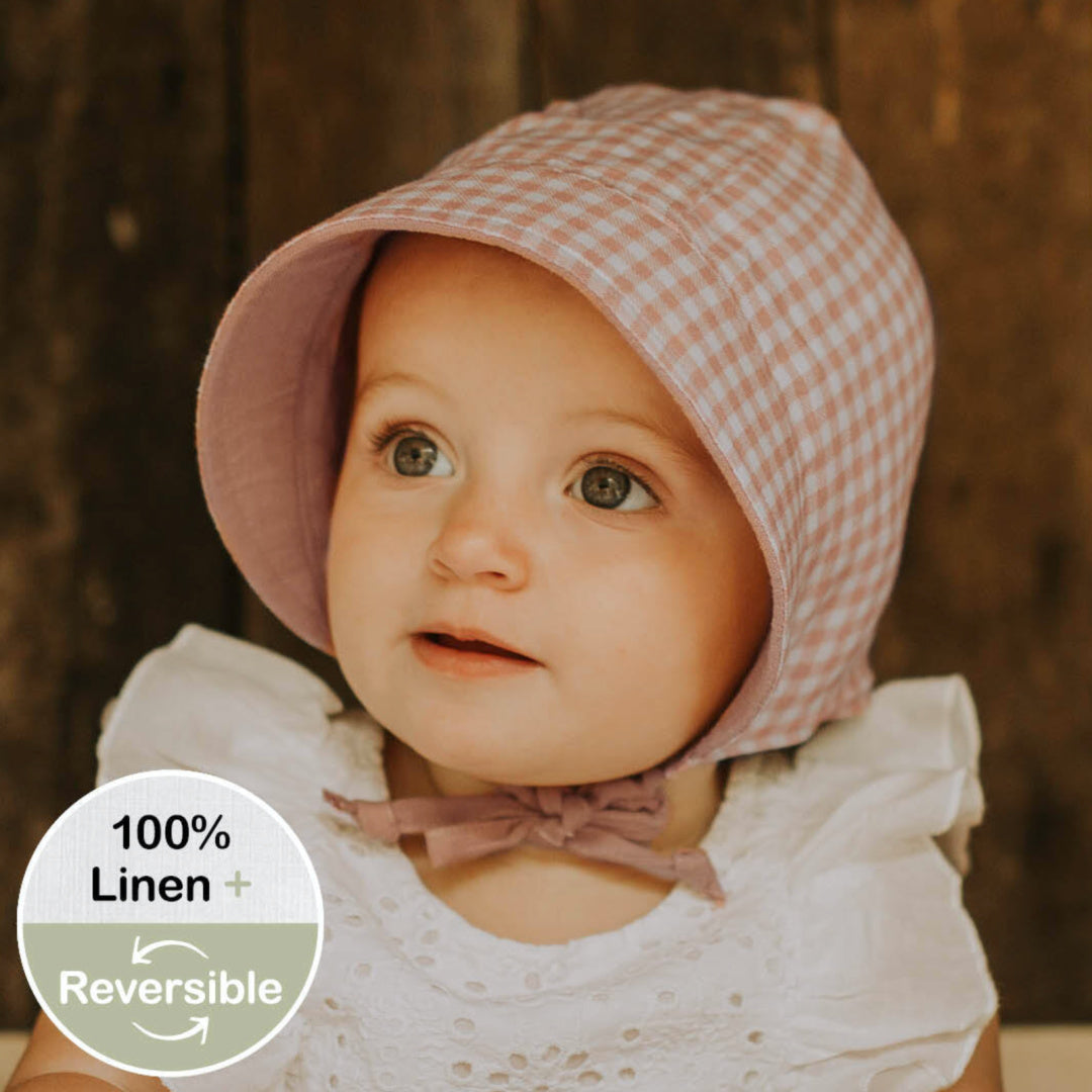 BEDHEAD HERITAGE &#39;SEEKER&#39; REVERSIBLE SUN BONNET - GINGHAM/ROSA