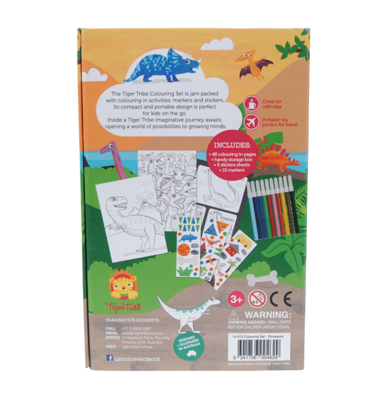 TIGER TRIBE COLOURING SET - DINOSAUR