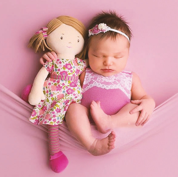 Poupée En Tissu Bonikka Fran 40 Cm - Faite Main, Douce, Robe Fleurie, Cadeau éthique Dès La Naissance