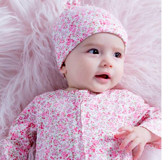 BEBE WHITE LABEL FLORAL ORGANIC LS ROMPER