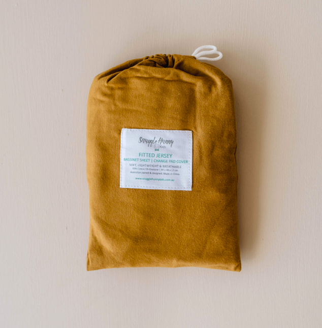 SNUGGLE HUNNY ORGANIC FITTED BASSINET SHEET / CHANGE PAD COVER - BRONZE