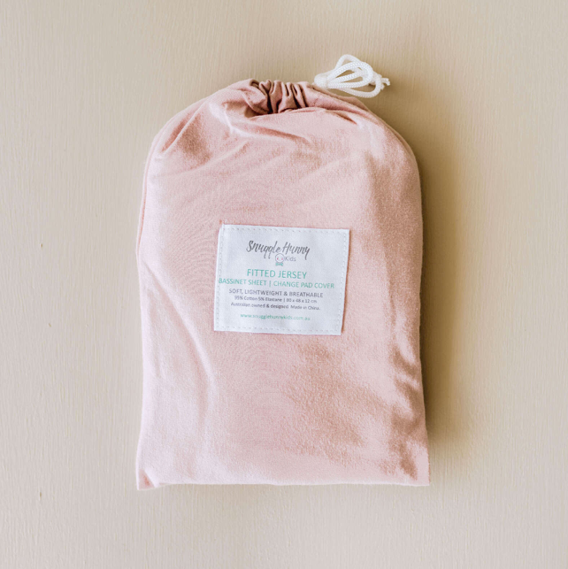 SNUGGLE HUNNY ORGANIC FITTED BASSINET SHEET / CHANGE PAD COVER - LULLABY PINK