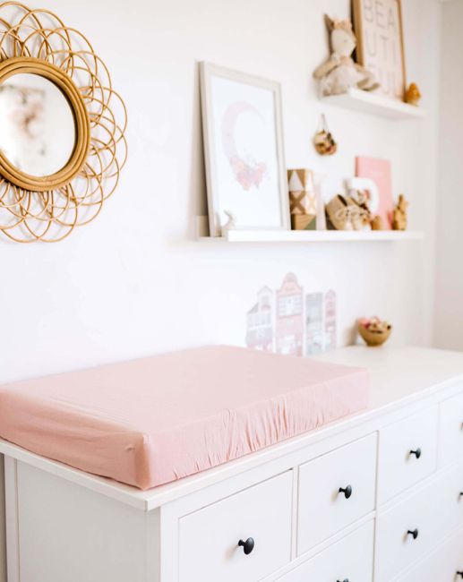 SNUGGLE HUNNY ORGANIC FITTED BASSINET SHEET / CHANGE PAD COVER - LULLABY PINK