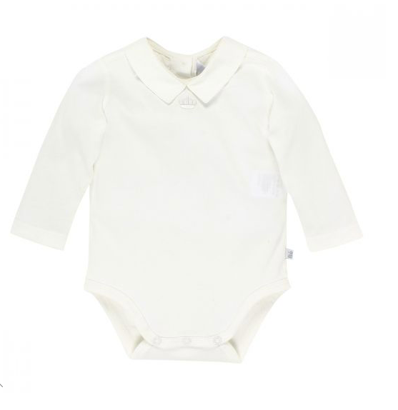 BEBE BOYS L-S ROMPER WITH COLLAR - IVORY