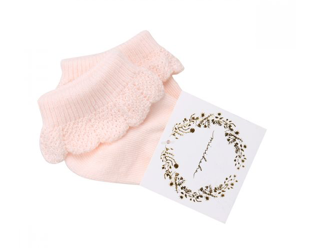 MINIHAHA DROP NEEDLE SOCKS - PALE PINK