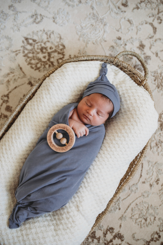 SNUGGLE HUNNY ORGANIC JERSEY WRAP AND BEANIE SET - INDIGO