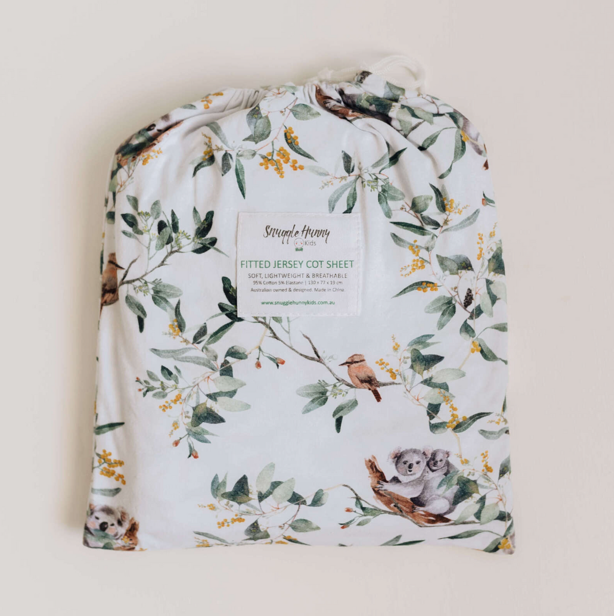 SNUGGLE HUNNY ORGANIC FITTED COT SHEET - EUCALYPT