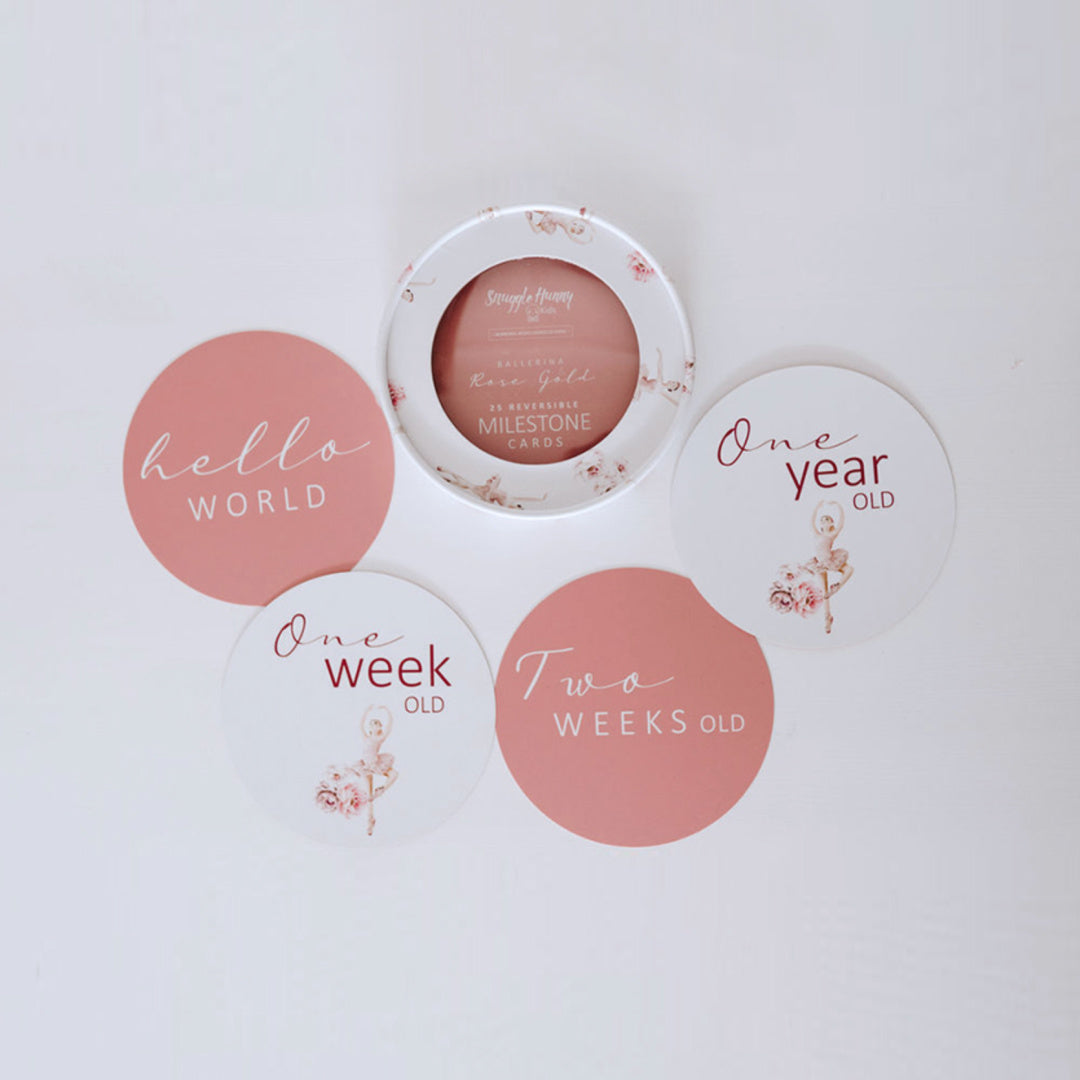 SNUGGLE HUNNY REVERSIBLE MILESTONE CARDS - BALLERINA & ROSA