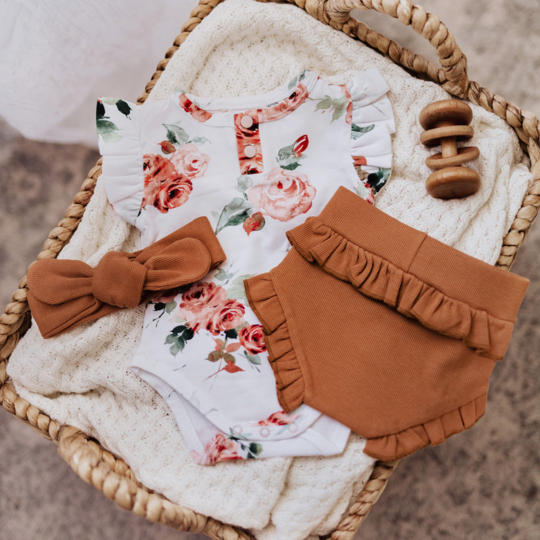 SNUGGLE HUNNY ORGANIC RIBBED TOPKNOT - CHESTNUT