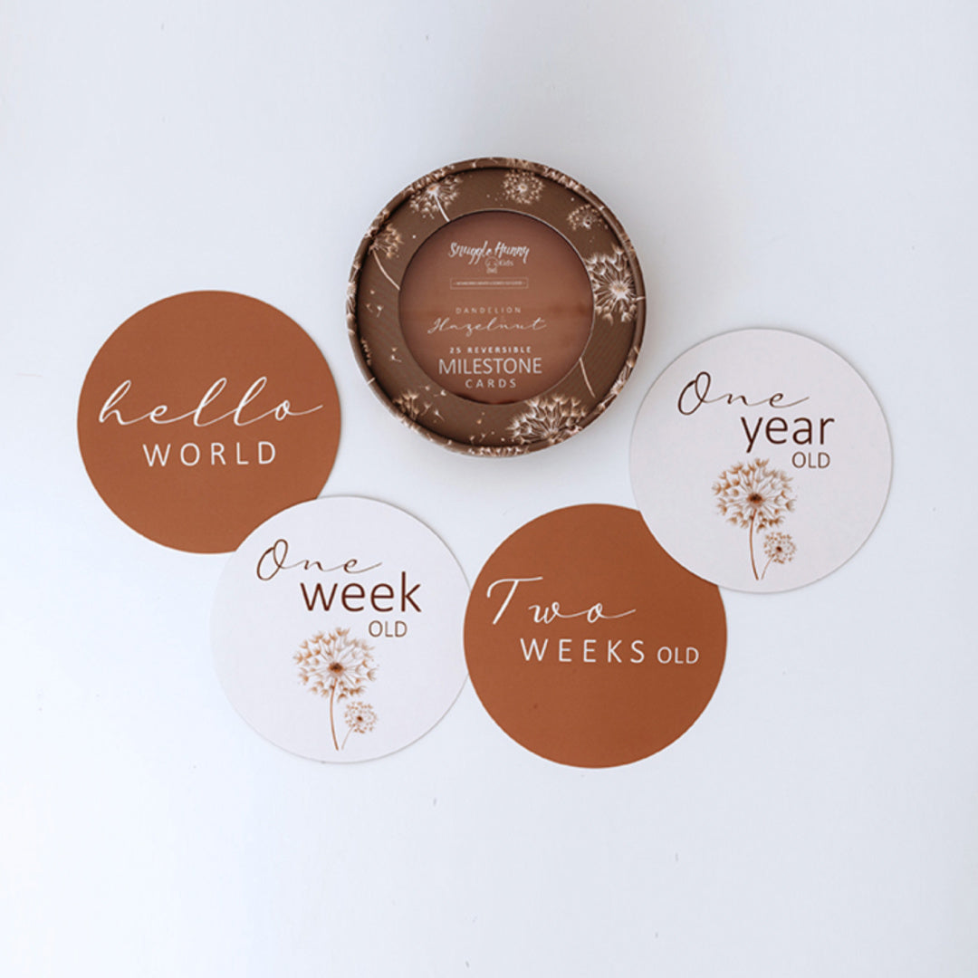 SNUGGLE HUNNY REVERSIBLE MILESTONE CARDS - DANDELION &amp; HAZELNUT