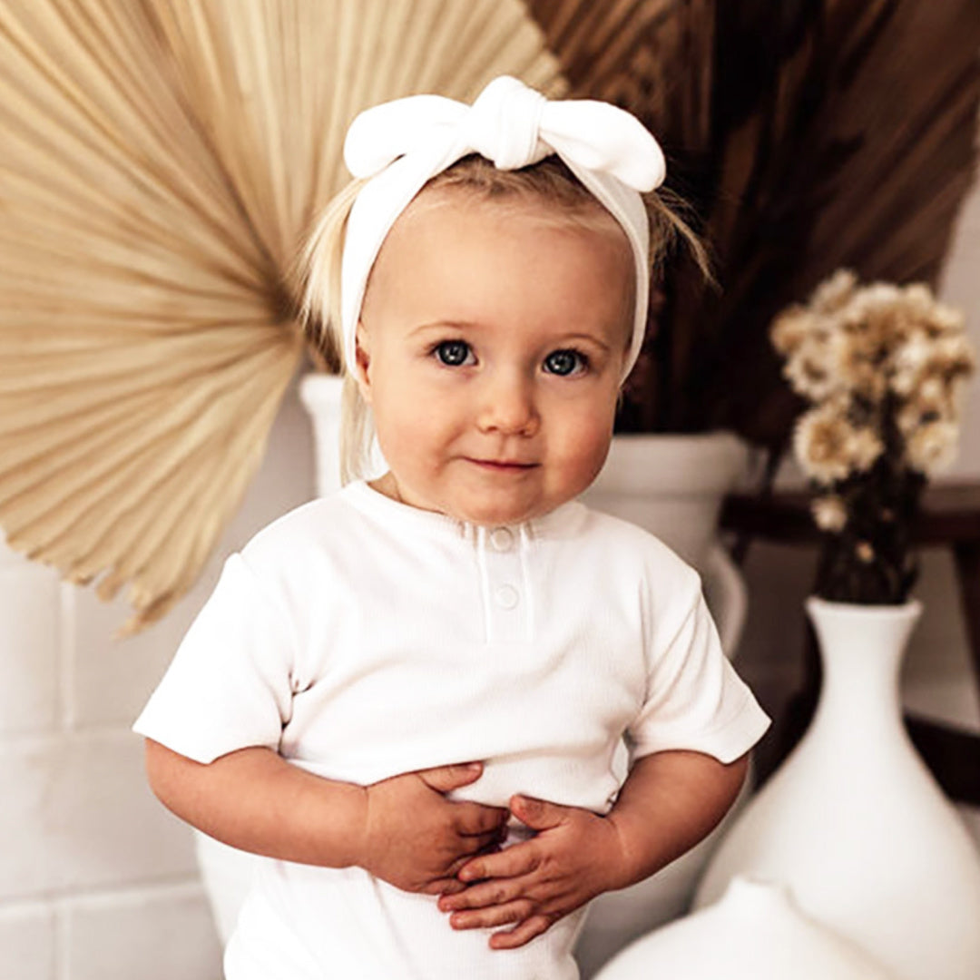 SNUGGLE HUNNY ORGANIC RIBBED TOPKNOT - MILK