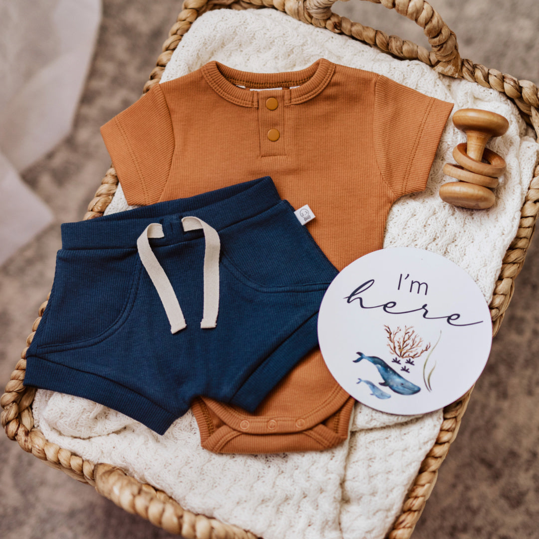 SNUGGLE HUNNY ORGANIC BABY SHORTS - MOONLIGHT