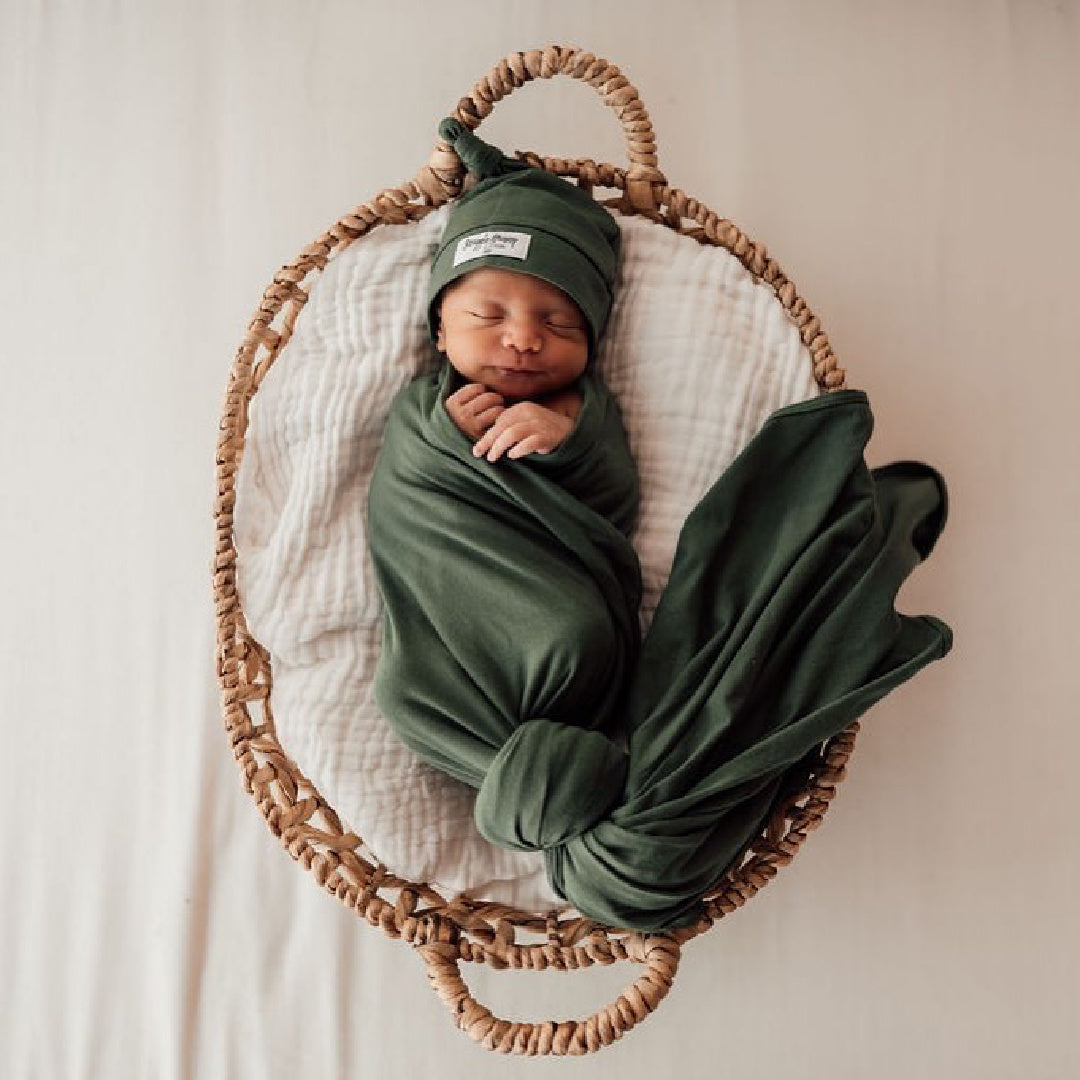 SNUGGLE HUNNY ORGANIC JERSEY WRAP AND BEANIE SET - OLIVE
