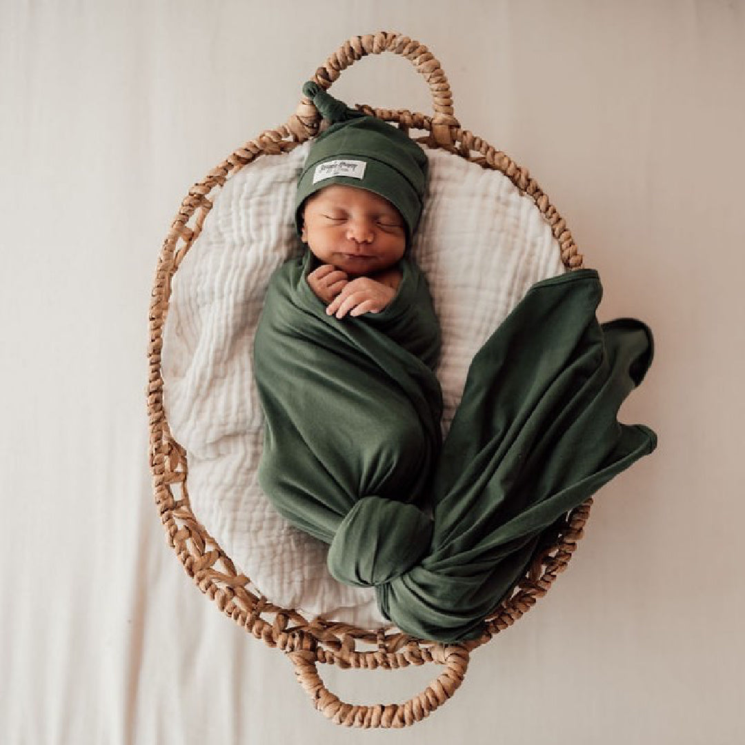 SNUGGLE HUNNY JERSEY WRAP AND BEANIE SET - OLIVE