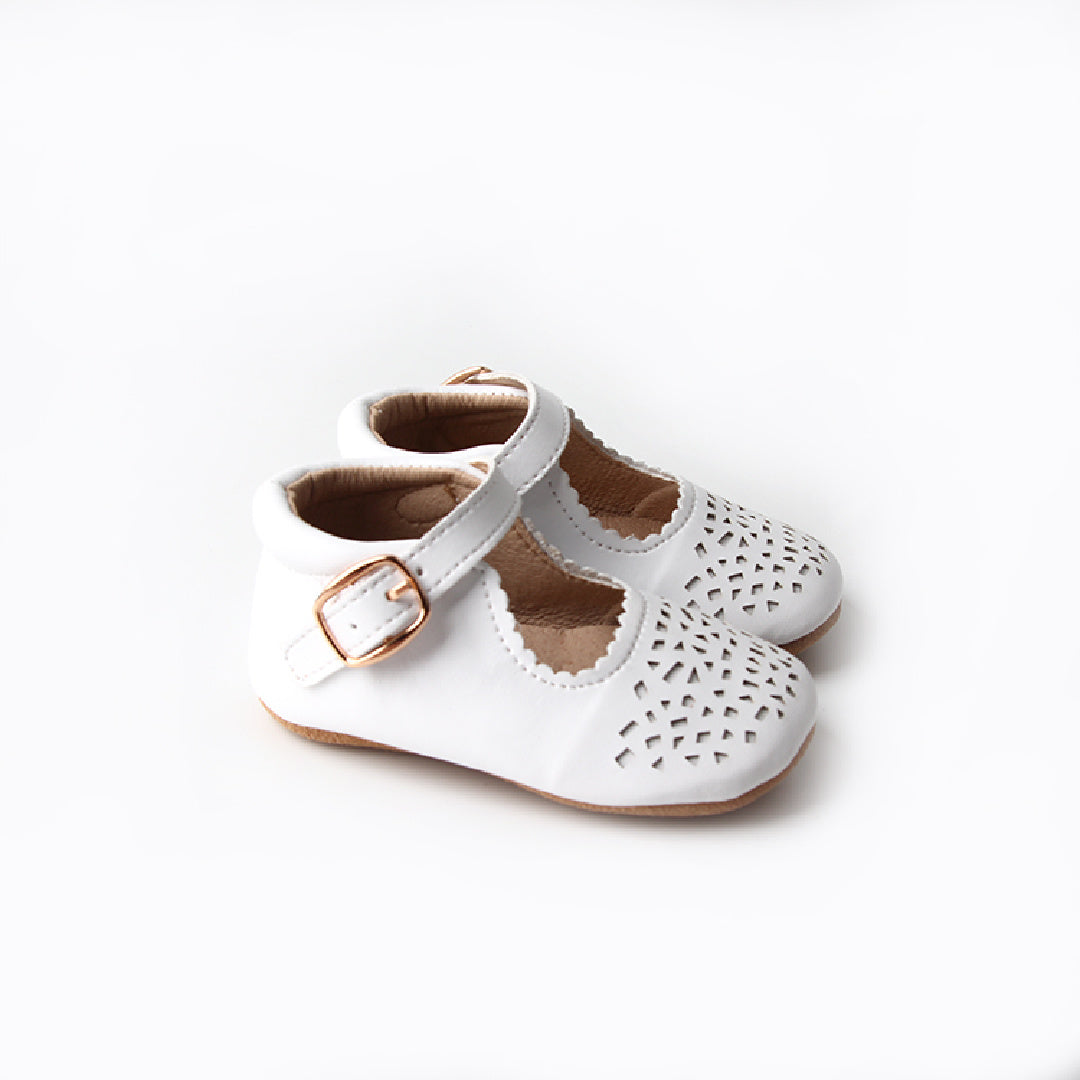 SAINT ODETTE VEGAN LEATHER BABY SHOES - WHITE