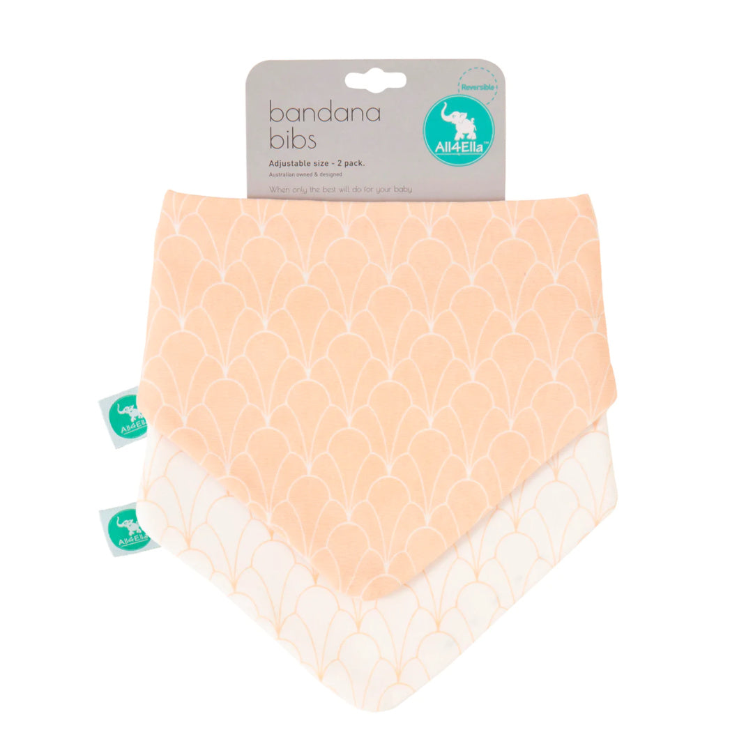 ALL 4 ELLA BANDANA BIBS 2PK - REVERSIBLE - ANTIQUE BLUSH