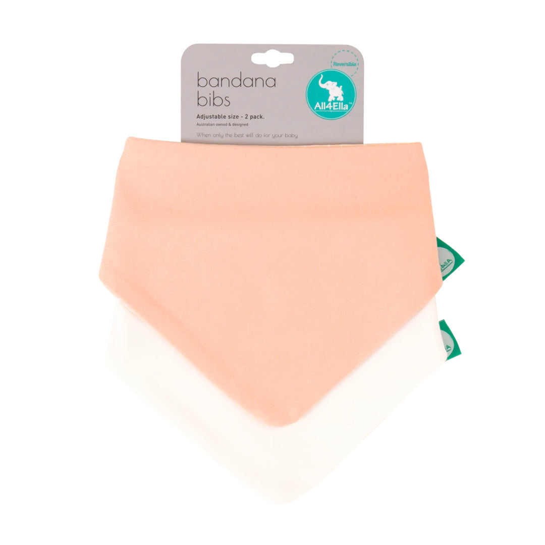 ALL 4 ELLA BANDANA BIBS 2PK - REVERSIBLE - ANTIQUE BLUSH