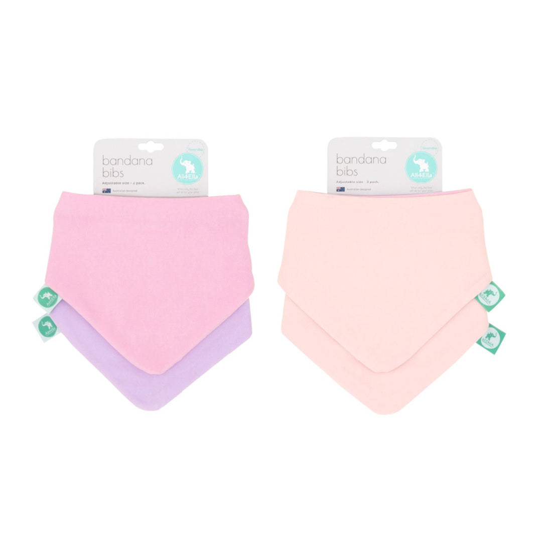 ALL 4 ELLA BANDANA BIBS 2PK - REVERSIBLE - PINK