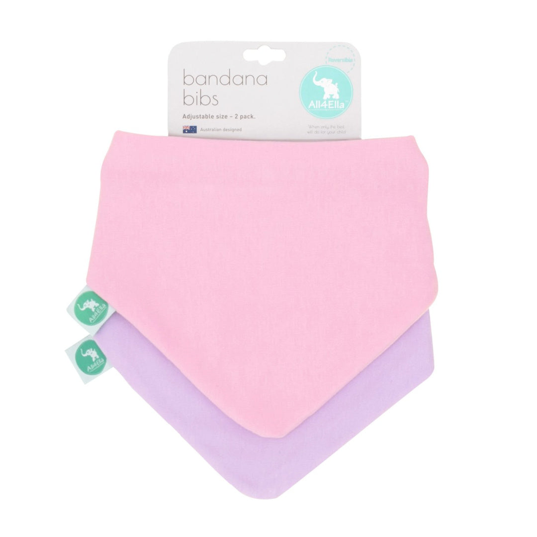 ALL 4 ELLA BANDANA BIBS 2PK - REVERSIBLE - PINK
